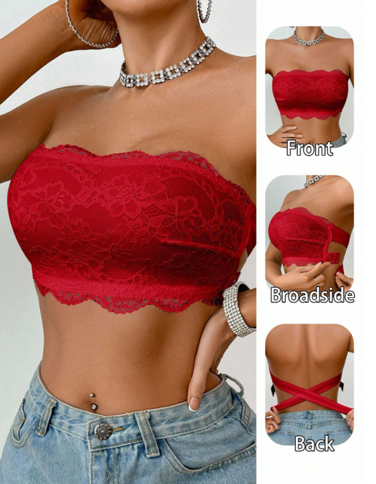1PC Women’s Lace Wireless Bandeau Bra
