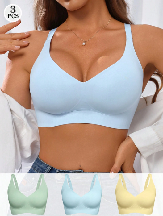 3Pcs Wireless Jelly Bra, Comfortable & Soft Women Fashion Bra