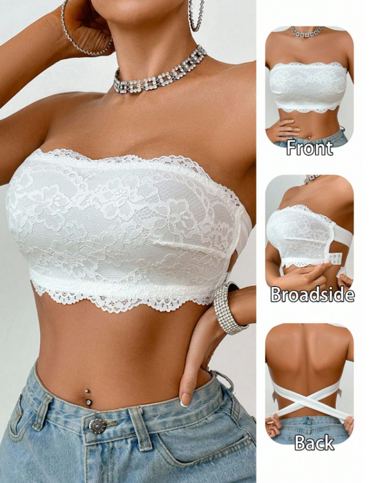 1PC Women’s Lace Wireless Bandeau Bra